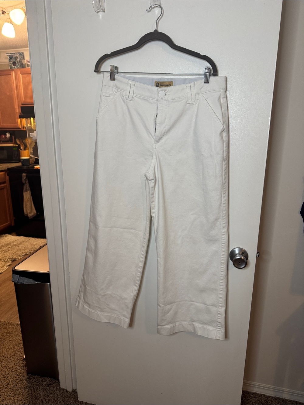 Democracy Women's White Cotton Wide-Leg Pants